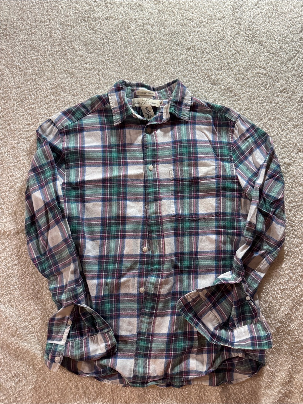 H&M Men's Plaid Button-Down Shirt - Green, White & Navy